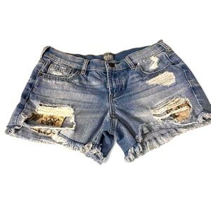 Soho Women's Blue Distressed Denim Shorts